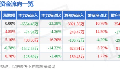 股票行情快报：ST华闻（000793）5月9日主力资金净卖出6564.48万元