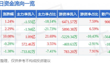 股票行情快报：实达集团（600734）2月5日主力资金净卖出1.55亿元