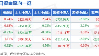 股票行情快报：岩山科技（002195）7月11日主力资金净买入2128.09万元
